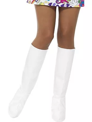 £11.99 • Buy Ladies 60s 1960s 70s Fancy Dress Bootcovers Go Go Boot Covers White By Smiffys
