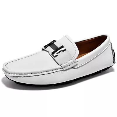 Men's Penny Loafers Genuine Leather Moccasin Driving Shoes Flats Boat Shoes • $63.54