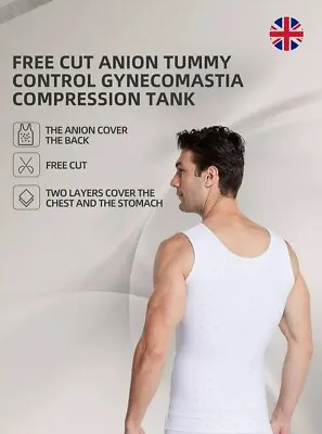 Men's Compression Shirt Slimming Vest To Hide Man Boobs Tank Tops Body Shaper UK • £12.99