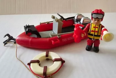 Mighty World Figures Lot FIREMAN Rescue Boat And Accessories • $25