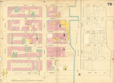 £219 • Buy Sanborn NYC #79 Manhattan Midtown East Tudor City Turtle Bay UN 1899 Old Map