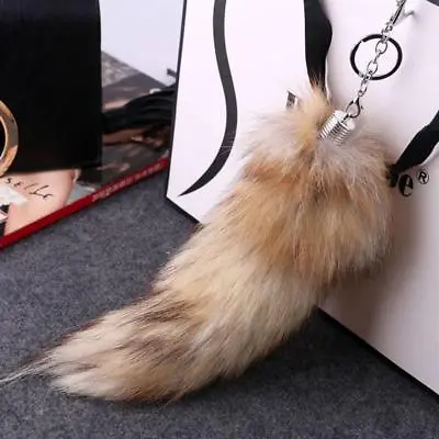 Faux Fox Fur Tail Keychain Pendant Furry Phone Car Pendant Handbag Girl Keychain • $8.28