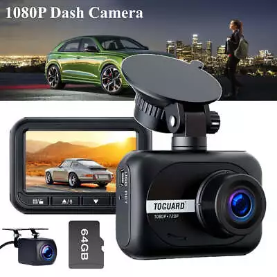 TOGUARD Dual Dash Cam FHD 1080P Front And Rear Car DVR Camera 2.45  Parking Mode • $74.99