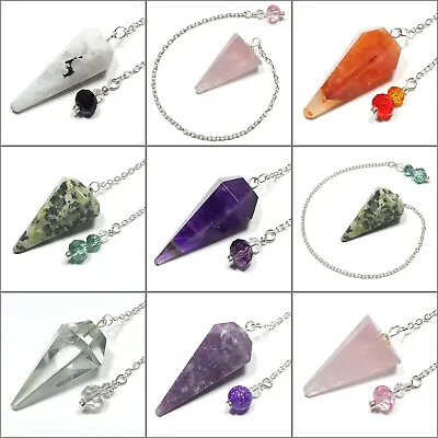 Faceted Point Crystal Pendulum W/ Bead Grip Travel Size Your Choice • $9.99