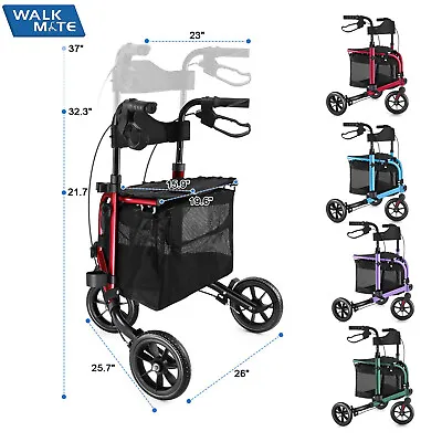 Rollator Walker W/Seat- Fold Up Heavy Duty Mobility Walking Aid For Adult 260lbs • $112.99