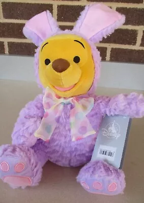 Disney Store Winnie The Pooh Bear Dressed As Bunny Plush 10  Soft Stuffed Purple • $24.95