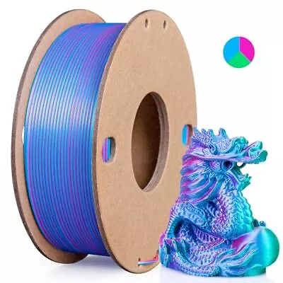 Silk PLA 3D Printer Filament Triple Tri Colors(rose Red+sky Blue+green)250g • $14.99