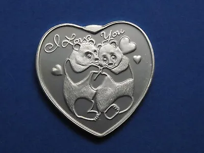 1980 GS Mint Heart - I Love You Pandas  For Someone Special  1oz Silver Bar A129 • $67.77