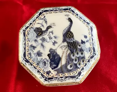 **Vintage**Royal Peacock 3.5  Porcelain Trinket Box* By Heritage Mint *Japan • $13