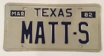 Vanity MATT S MATTHEW License Plate Matt Mathew Mateo Matthews Mathias Mattie TX • $84.99