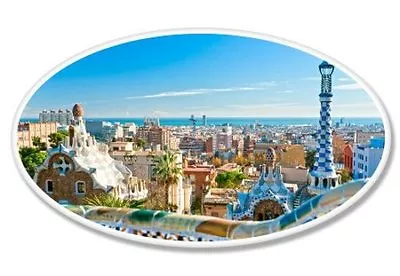 £3.78 • Buy Barcelona Park Guell View Oval Car Vinyl Sticker - SELECT SIZE
