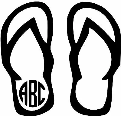 Custom Flip Flop Monogram Initials Personalized Vinly Decal U Pick SIZE + COLOR • $7.49