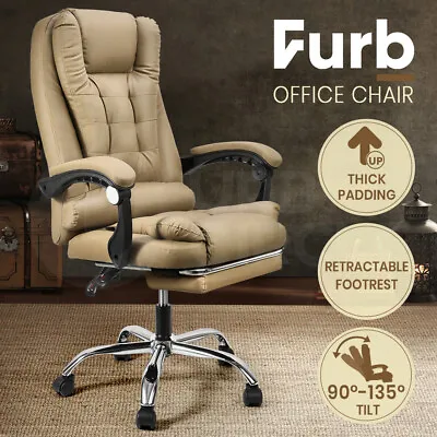 Furb Office Chair Executive Gaming Computer Study PU Leather Recliner Footrest • $119.95