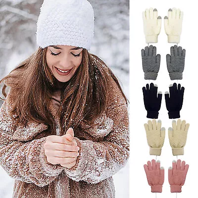 Heated Gloves Touchscreen USB Charging Knitting Wool Thermal Winter Gloves  • $14.29