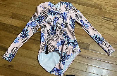 Marina Vida 1 Piece Tropical Pineapple Print Swimsuit Long Sleeves New Wo Tag • $17.17