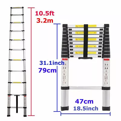 2.6m-6.2m+ Hook Heavy Duty Multi-Purpose Aluminium Telescopic Ladder Extendable • $71