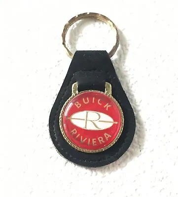 Vintage Keychain GM BUICK RIVIERA Key Fob Ring FAUX SUEDE LEATHER & METAL • $19.98