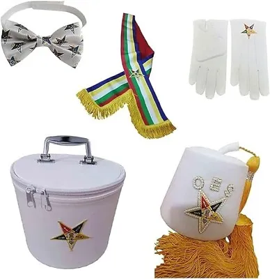 Masonic Regalia O.E.S Fez Hat.Customized Hat.Fez Gloves Bow Tie And Sash And Fez • $171