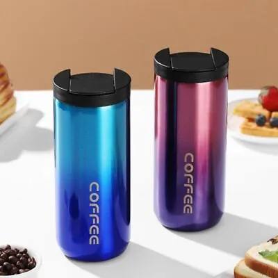 Coffee Mug Coffee Cup Stainless Steel Insulated Thermal Flask Travel With Lid UK • £8.64