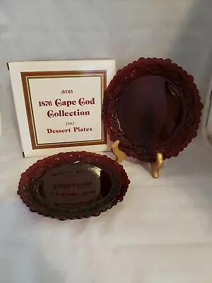 New In Box (2) Avon Cape Cod Royal Ruby Red 7 1/2  Dessert Cake Tart Plates • $8.95