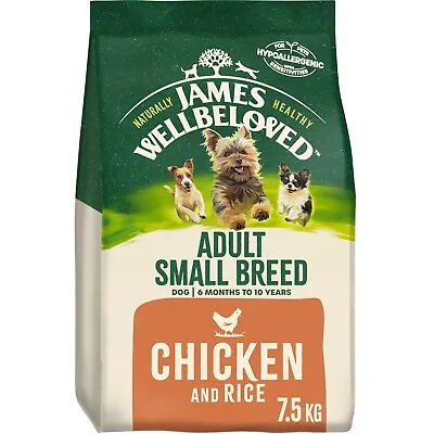 7.5kg James Wellbeloved Natural Small Breed Adult Dry Dog Food Chicken & Rice • £31.99