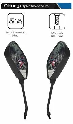 KAWASAKI ZZR1400 Oxford Oblong Motorcycle Rearview Mirror Glass Pair 10mm • £28.49