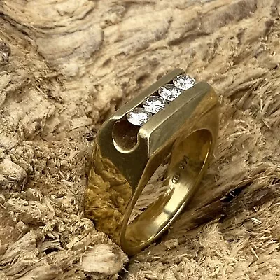 Estate Men's 14K Yellow Gold Ring .28Ct Of Diamonds 11.51 Total Weight Size 7.75 • $440