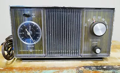 General Electric C1405B Wood Panel Radio AM Dial Alarm Clock WORKS MCM Vintage • $17.99