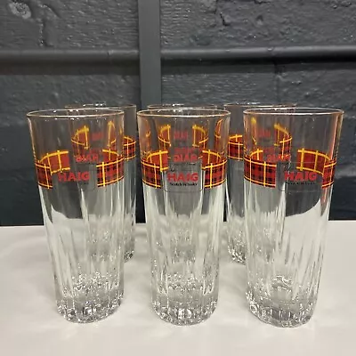 £54.99 • Buy Set 6 Vintage Tartan Haig Tall Glasses Whisky - Retro Bar Mancave Italian B69