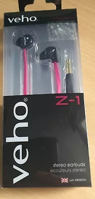  VEHO 360 Z-1 Z1 Noise Isolating Earbuds Flex Anti Tangle Cord Earphones Pink • £3.50