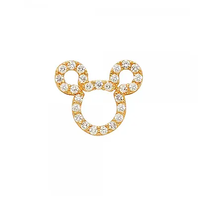 14K Solid Yellow Gold CZ Mickey Mouse Head Pendant - Disney Face Necklace Charm • $93.01
