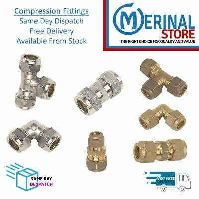 Compression Pipe Fittings Brass Connectors Plumbing 8mm-10mm-15mm-22mm-28mm • £24.11