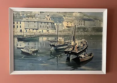 Framed 1970’s David Shepherd Print Mevagissey Harbour 80cm X 55cm • £40