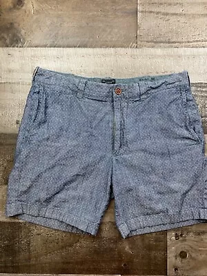 J. Crew Mens Size 32 Dots Flat Front Stanton Chino Shorts Blue 7  Inseam Pockets • $12.71