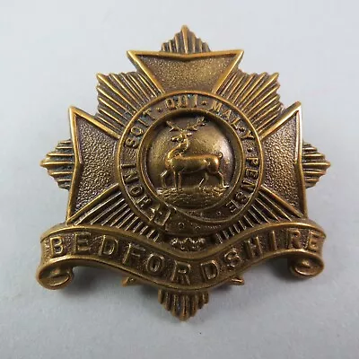 Military Brass Cap Badge The Bedfordshire Regiment British Army • £5