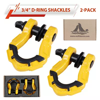 2PCS Heavy Duty 3/4  D-Ring Tow Shackles Orange 22000 Lbs (10 Ton) 7/8  Screw • $28.99