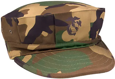 BDU WOODLAND 8 Point MARINE CORP USMC ROTC JROTC UTILITY CAP Cover W/ EGA LOGO • $17.09