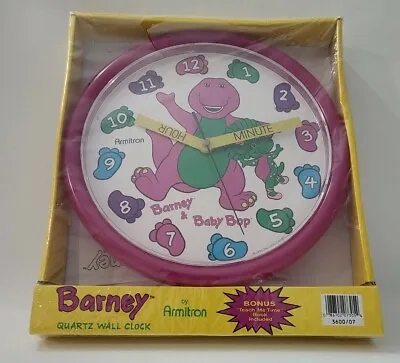 Barney & Baby Bop Quartz Wall Clock & Teach Me Time Book Vintage 1993 Read ⬇️ • $85.66