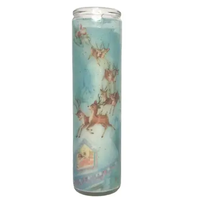 Christmas Candle Vintage Reindeer Tall Pillar Candle Secret Santa 8X2 ADORABLE! • $22.95