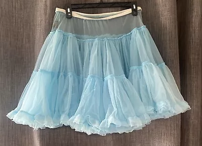 Vintage Fantasia Ruffles Sky Blue Square Dance Petticoat Medium • $35