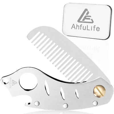 Stainless Steel Metal Hair & Beard Comb AhfuLife Multifunctional Folding Pocket • $15.99
