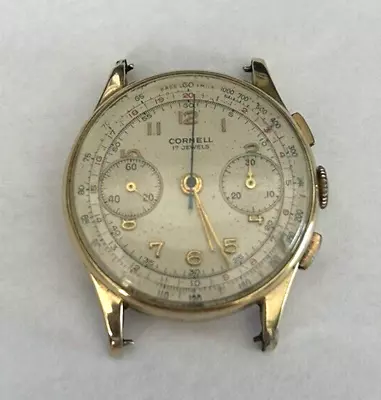 Vintage Cornell Chronograph Wristwatch 14K Gold Watch • $1299