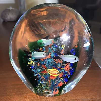 Murano Style Italian Art Glass Fish Aquarium Paperweight. Vintage Excellent Cond • $75