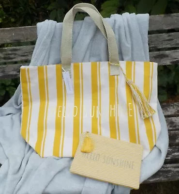 MONSOON ACCESSORIZE Yellow & White Tote Bag & Matching Cosmetic Bag NWT  • £20