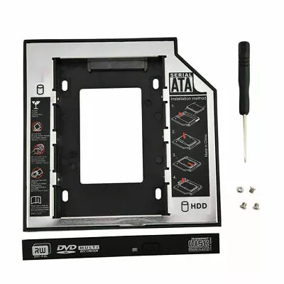 SATA III 2.5  Hard Drive Bay Caddy HDD SSD Converter Adapter 12.7mm CD-ROM Tray • £3.98