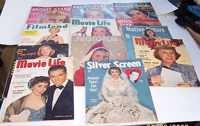 Vintage 12 Movie Magazines 1950s Elizabeth Taylor Silver Screen Film Land CHEAP! • $24.99
