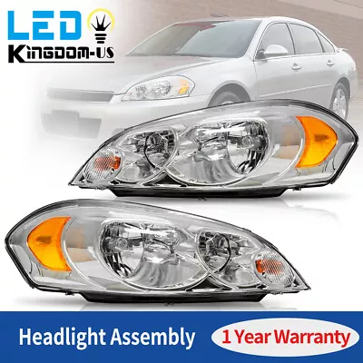 Chrome Amber Headlights For 2006-2013 Chevy Impala 06 07 Monte Carlo Headlamps • $63.90