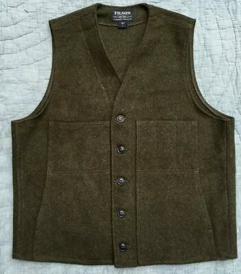 Filson Mackinaw Vest Mens L Large Made In USA 100% Virgin Wool Forest Green • $129.95