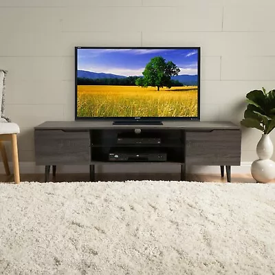 Reginald Mid-Century Modern TV Stand With Glass Shelf • $128.42