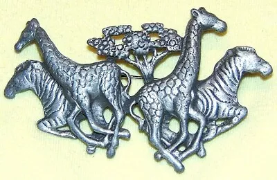 Vintage  Stunning Silver Tone Giraffe Zebra Pin Brooch  • $12.99